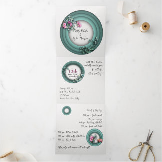 カスタム3つ折り文字折り結婚式招待状 三つ折り招待状