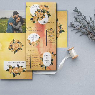 カスタム3つ折り文字折り結婚式招待状 三つ折り招待状