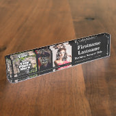 カスタム3の写真のコラージュの名前のアクリルの机のブロック デスクネームプレート (側面)