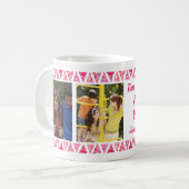 カスタム3の写真及び文字-ピンクの水彩画のボーダー コーヒーマグカップ (正面左)