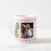 カスタム3の写真及び文字-ピンクの水彩画のボーダー コーヒーマグカップ (正面左)