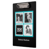 カスタム3のInstagramの写真のパーソナライズなターコイズ クリップボード (左)