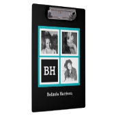 カスタム3のInstagramの写真のパーソナライズなターコイズ クリップボード (右)