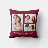カスタム3セクションファミリー写真コラージュ赤枠 クッション (裏面)