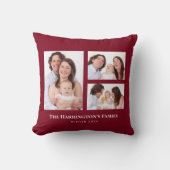 カスタム3セクションファミリー写真コラージュ赤枠 クッション (正面)
