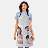 カスタム3セクション家族の写真コラージュ灰色のフレーム エプロン (着用した状態)