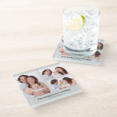 カスタム3セクション家族の写真コラージュ灰色のフレーム ガラスコースター (アングル)