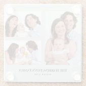 カスタム3セクション家族の写真コラージュ灰色のフレーム ガラスコースター (裏面)