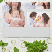 カスタム3セクション家族の写真コラージュ灰色のフレーム キッチンタオル (折り畳み)
