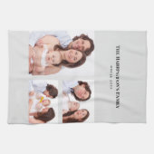 カスタム3セクション家族の写真コラージュ灰色のフレーム キッチンタオル (横)