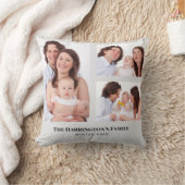 カスタム3セクション家族の写真コラージュ灰色のフレーム クッション (ブランケット)