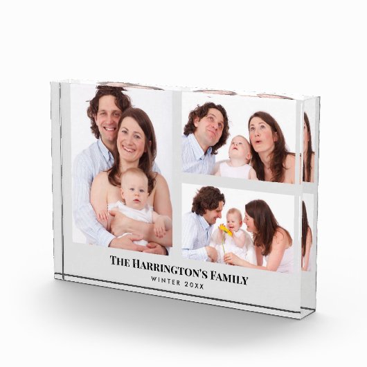 カスタム3セクション家族の写真コラージュ灰色のフレーム フォトブロック (右)