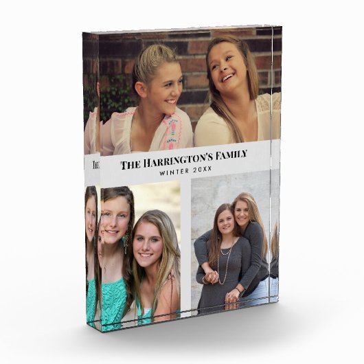 カスタム3セクション家族の写真コラージュ灰色のフレーム フォトブロック (左)