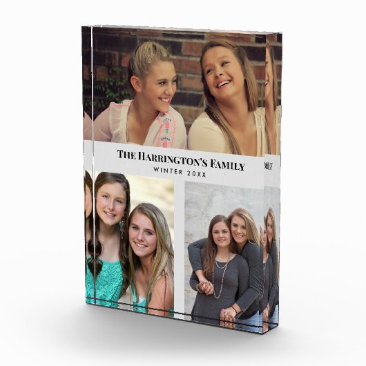 カスタム3セクション家族の写真コラージュ灰色のフレーム フォトブロック (右)