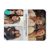 カスタム3セクション家族の写真コラージュ灰色のフレーム マグネット (横)