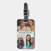 カスタム3セクション家族の写真コラージュ灰色のフレーム ラゲッジタグ (正面縦)