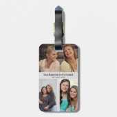 カスタム3セクション家族の写真コラージュ灰色のフレーム ラゲッジタグ (裏面縦)