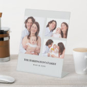 カスタム3セクション家族の写真コラージュ灰色のフレーム 台座サイン (インサイチュ)