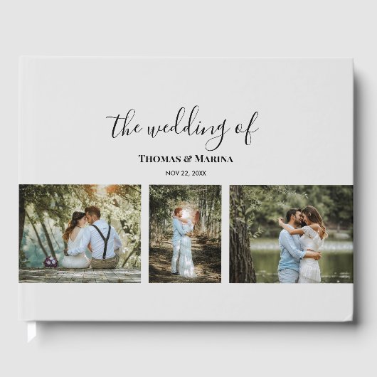 カスタム3セクション家族の写真コレージ結婚ズ ゲストブック (正面)