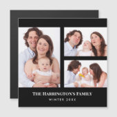 カスタム3セクション家族フォトコラージブラックフレーム (正面/裏面)