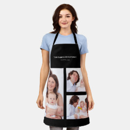 カスタム3セクション家族フォトコラージブラックフレーム エプロン