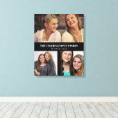 カスタム3セクション家族フォトコラージブラックフレーム キャンバスプリント (インサイチュ (ウッドフロア))