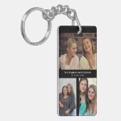 カスタム3セクション家族フォトコラージブラックフレーム キーホルダー (正面左)