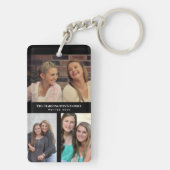 カスタム3セクション家族フォトコラージブラックフレーム キーホルダー (裏面)