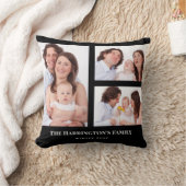 カスタム3セクション家族フォトコラージブラックフレーム クッション (ブランケット)