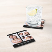 カスタム3セクション家族フォトコラージブラックフレーム スクエアペーパーコースター (インサイチュ)