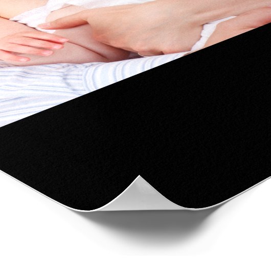 カスタム3セクション家族フォトコラージブラックフレーム ポスター (角)