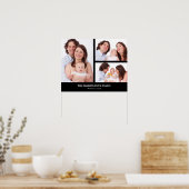 カスタム3セクション家族フォトコラージブラックフレーム ポスター (キッチン)