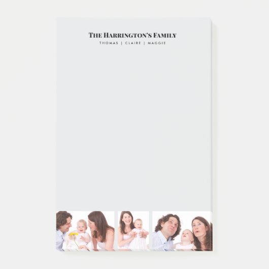 カスタム3セクション家族フォトコラージブラックフレーム ポストイット (正面)