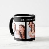 カスタム3セクション家族フォトコラージブラックフレーム マグカップ (正面左)
