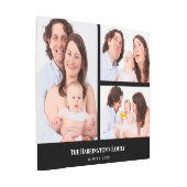 カスタム3セクション家族フォトコラージブラックフレーム メタルプリント (アングル)