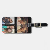 カスタム3セクション家族フォトコラージブラックフレーム ラゲッジタグ (正面横)