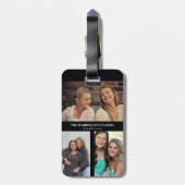 カスタム3セクション家族フォトコラージブラックフレーム ラゲッジタグ (裏面縦)