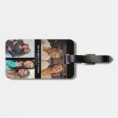 カスタム3セクション家族フォトコラージブラックフレーム ラゲッジタグ (裏面横)