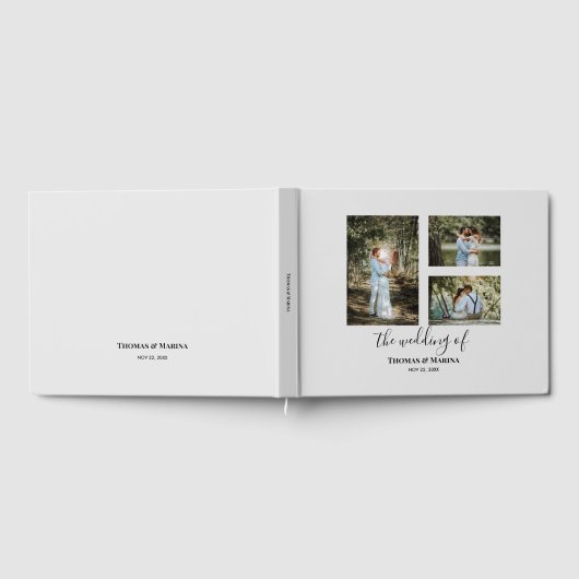 カスタム3セクション家族フォトコラージュ結婚ズ ゲストブック (全面)