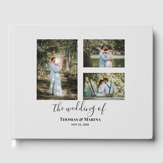 カスタム3セクション家族フォトコラージュ結婚ズ ゲストブック (正面)