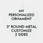 カスタム3パーソナライズされたインチ丸金オーナメント メタルオーナメント (正面)