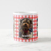 カスタム3フォトカントリー赤バッファローチェック格子柄ペット ジャンボコーヒーマグカップ (正面)