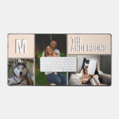 カスタム3フォトコラージモノグラムピンク デスクマット (キーボード&マウス)