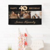 カスタム3フォトコラージュHappy 40th誕生日パーティー 横断幕 (インサイチュ)