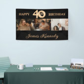 カスタム3フォトコラージュHappy 40th誕生日パーティー 横断幕 (トレードショー)