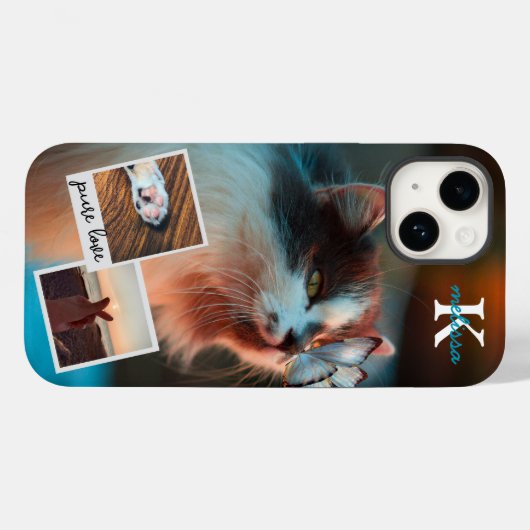 カスタム3フォトコラージュPETモノグラム名及び引用文 Case-Mate iPhoneケース (裏面 (横))