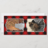 カスタム3フォトフレームテンプレートクリスマスレッドプレイド (裏面)