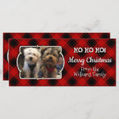 カスタム3フォトフレームテンプレートクリスマスレッドプレイド (正面/裏面)