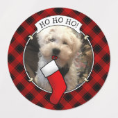 カスタム3フォトフレームテンプレートクリスマスレッドプレイド ラベル (デザイン1)