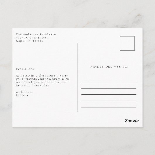 カスタム3フォトミニマル卒業ありがとう ポストカード (裏面)